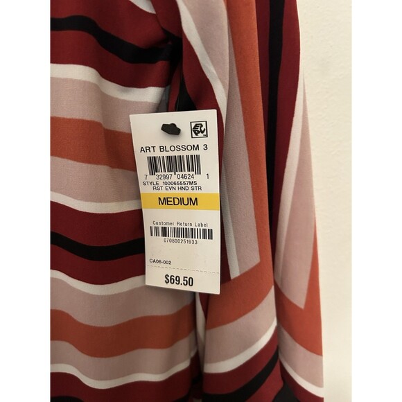 Alfani Womens Poncho Top Striped Warm Colors Flowy Sleeves NWT Size Medium. - Picture 3 of 5